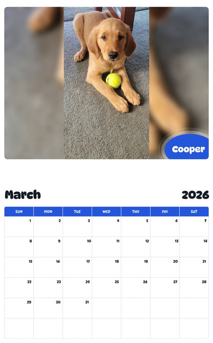 November 2025 - October 2026 Cooper - Pawidols Pet Calendar