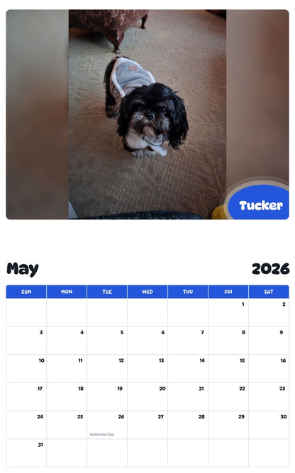 2026 - 2027 Tucker - Pawidols Pet Calendar