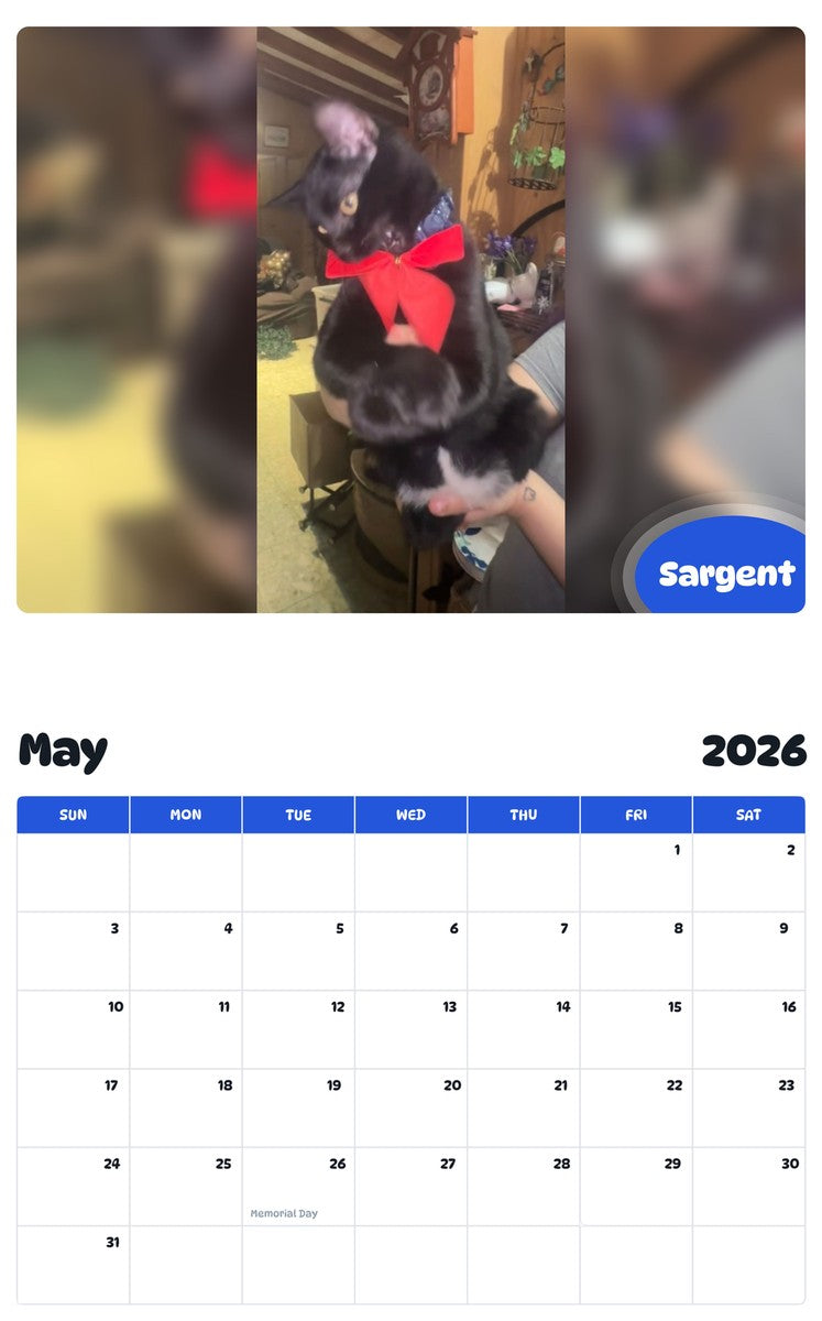 2026 - 2027 Sargent - Pawidols Pet Calendar