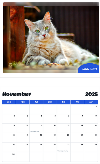 July 2025 - June 2026 Earl Grey - Pawidols Pet Calendar
