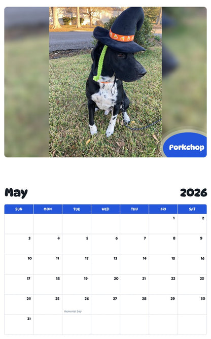 2026 - 2027 Porkchop - Pawidols Pet Calendar