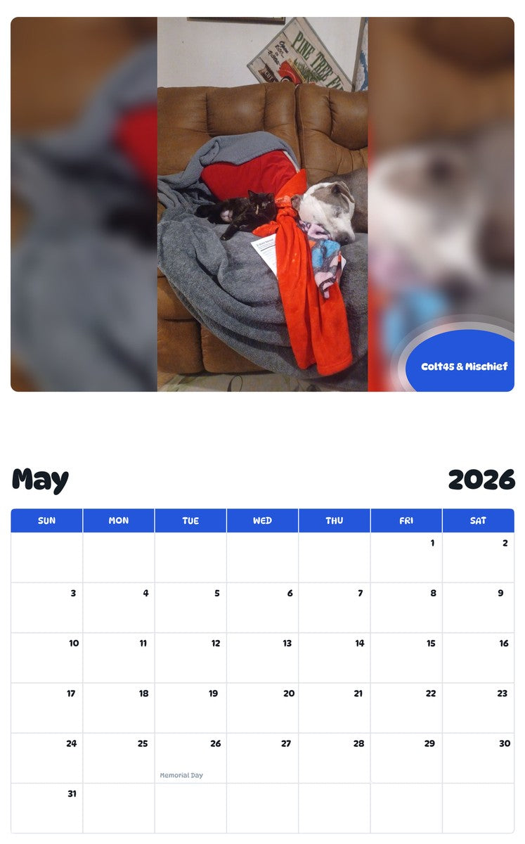 2026 - 2027 Colt45 & Mischief - Pawidols Pet Calendar