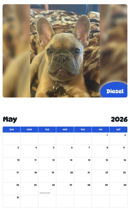 2026 - 2027 Diesel - Pawidols Pet Calendar