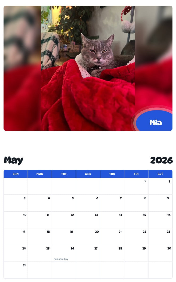 2026 - 2027 Mia - Pawidols Pet Calendar