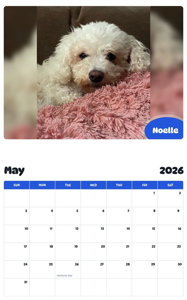 2026 - 2027 Noelle - Pawidols Pet Calendar