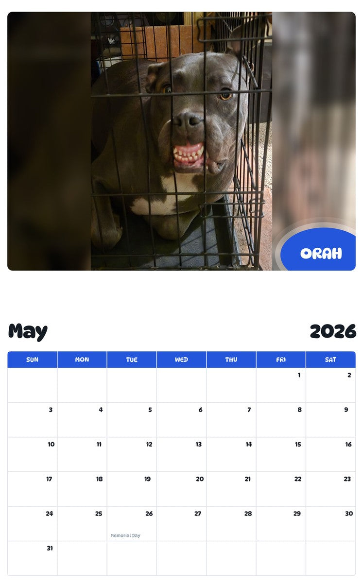 2026 - 2027 ORAH - Pawidols Pet Calendar