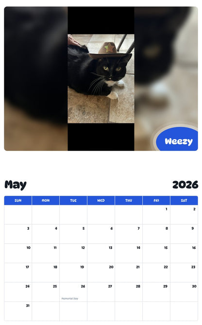 2026 - 2027 Weezy - Pawidols Pet Calendar