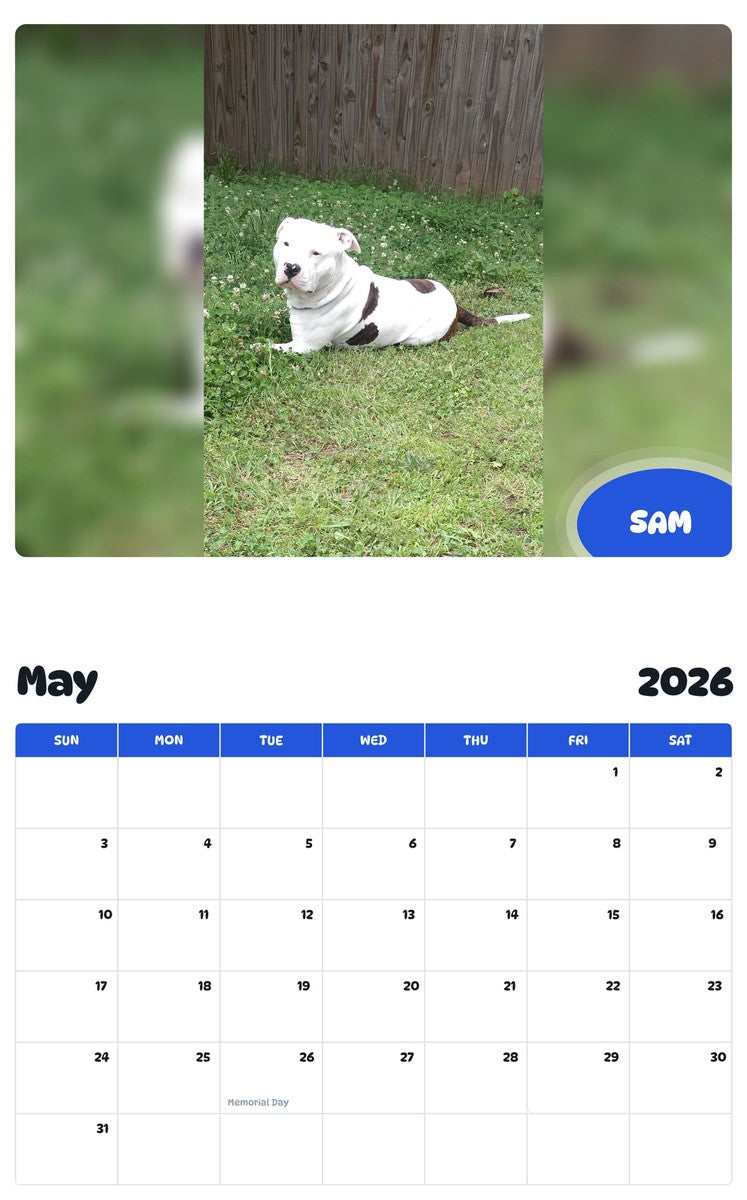 2026 - 2027 SAM - Pawidols Pet Calendar