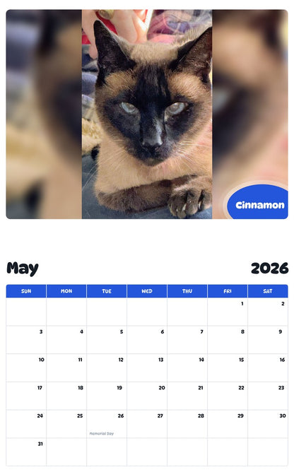 2026 - 2027 Cinnamon - Pawidols Pet Calendar