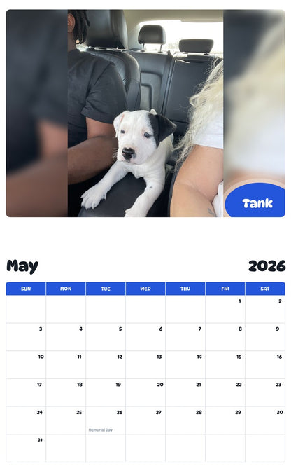 2026 - 2027 Tank - Pawidols Pet Calendar