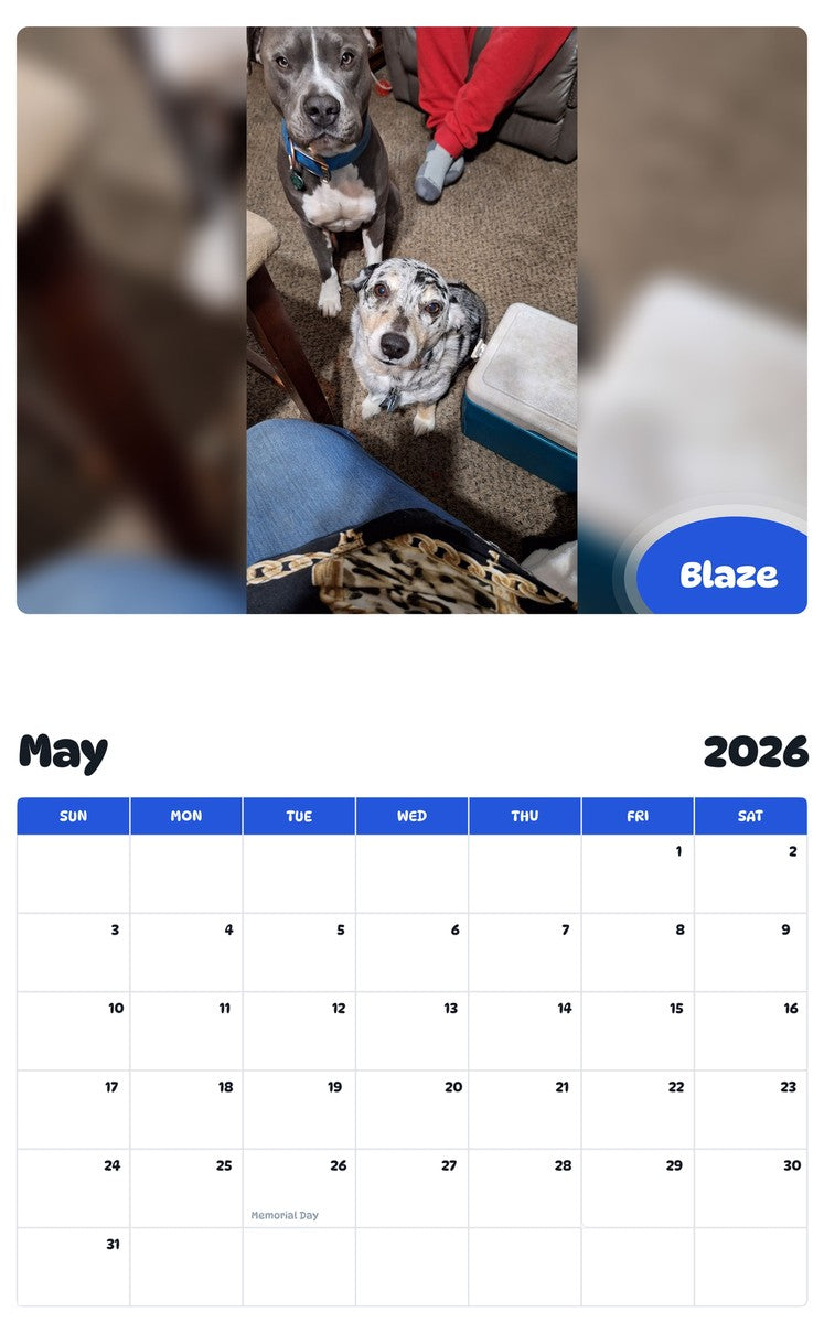 2026 - 2027 Blaze - Pawidols Pet Calendar