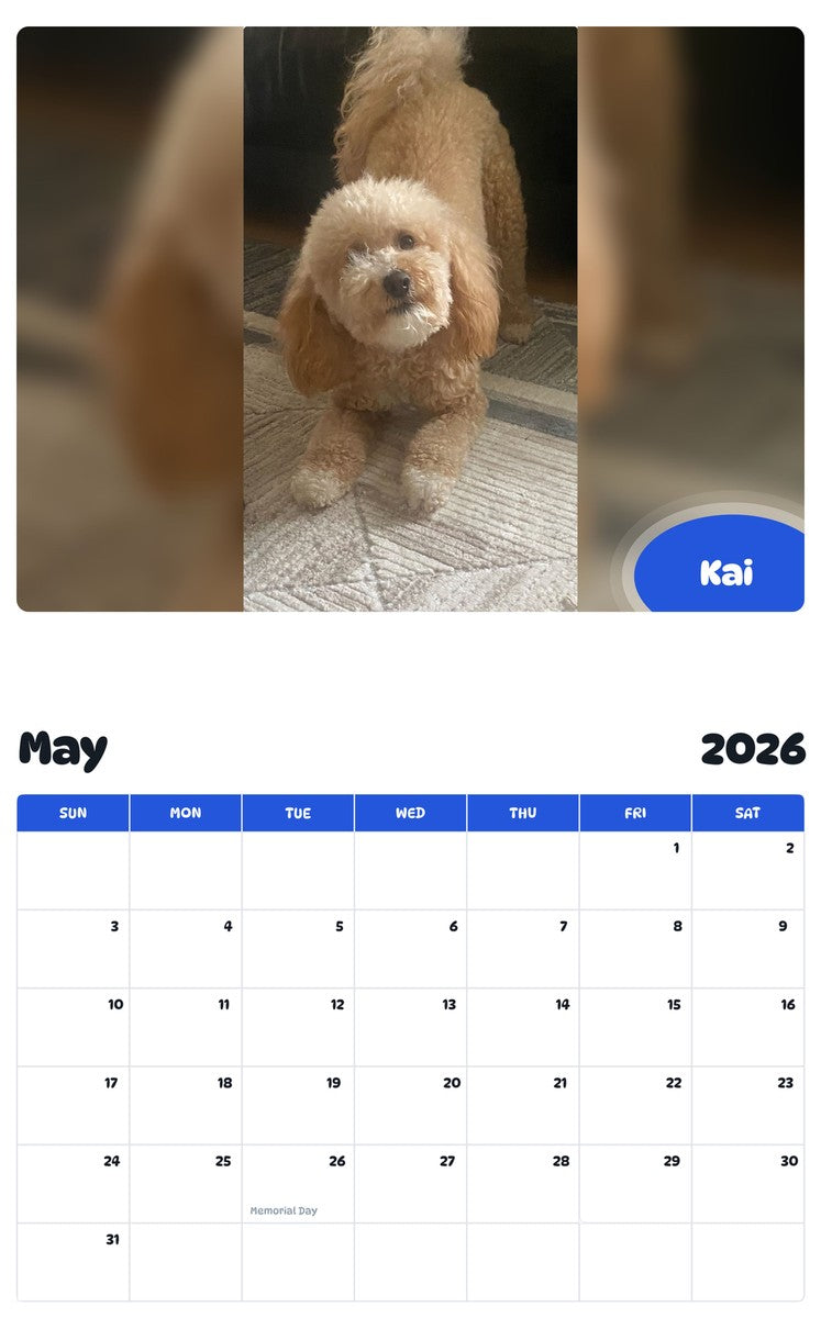 2026 - 2027 Kai - Pawidols Pet Calendar