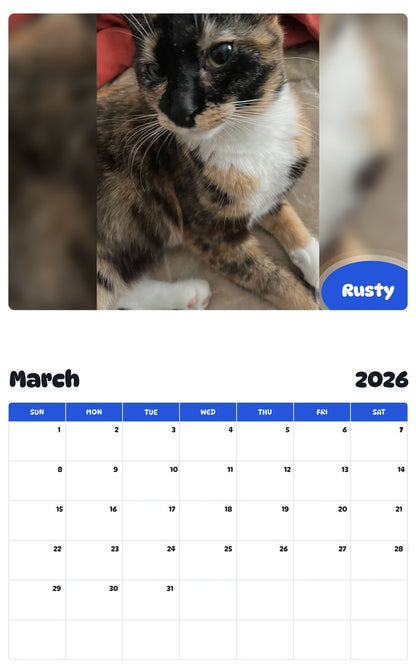 November 2025 - October 2026 Rusty - Pawidols Pet Calendar