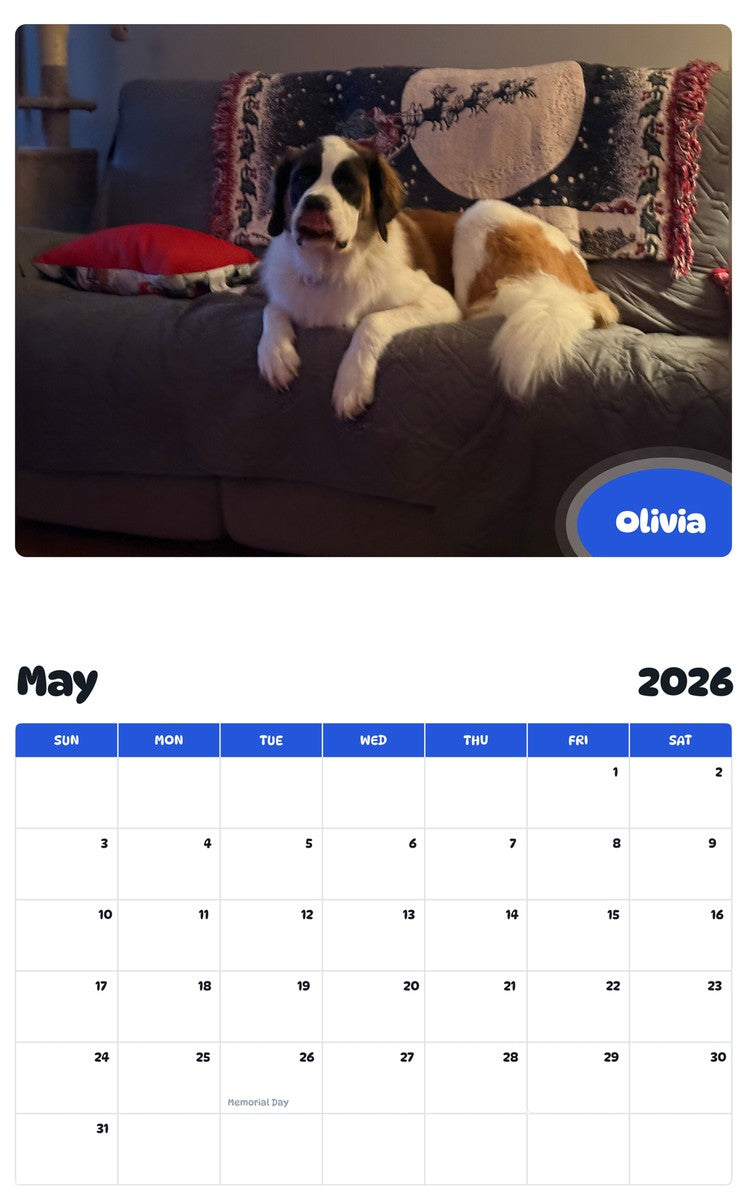 2026 - 2027 Olivia - Pawidols Pet Calendar