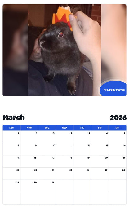 November 2025 - October 2026 Mrs. Dolly Parton - Pawidols Pet Calendar