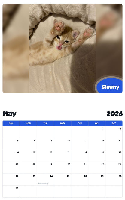 2026 - 2027 Simmy - Pawidols Pet Calendar