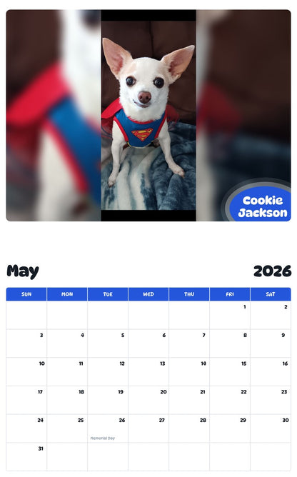 2026 - 2027 Cookie Jackson - Pawidols Pet Calendar