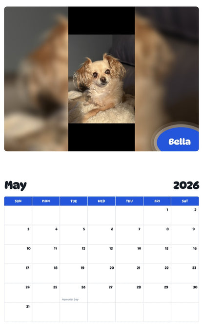 2026 - 2027 Bella - Pawidols Pet Calendar