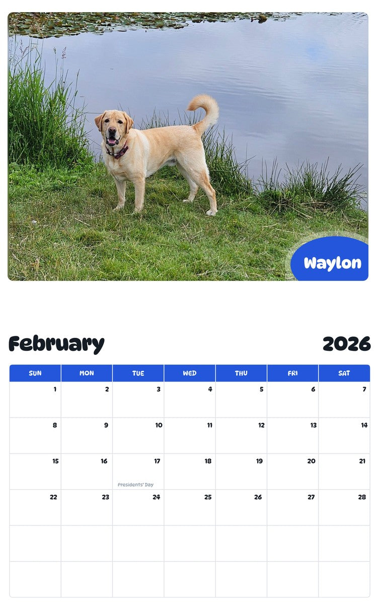 October 2025 - September 2026 Waylon - Pawidols Pet Calendar