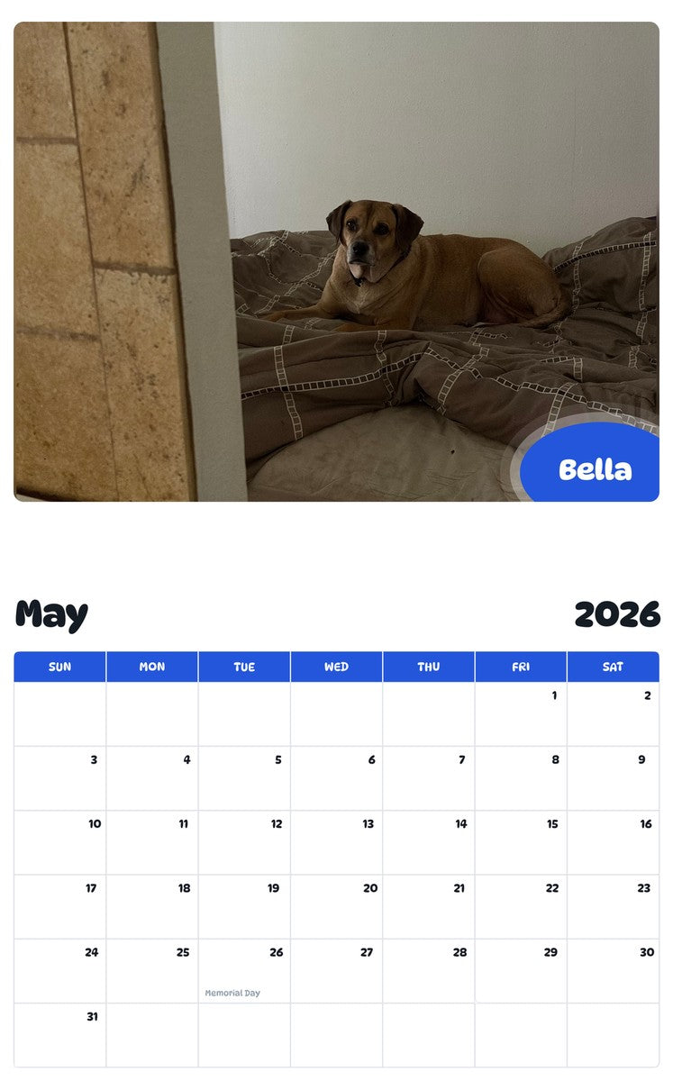 2026 - 2027 Bella - Pawidols Pet Calendar