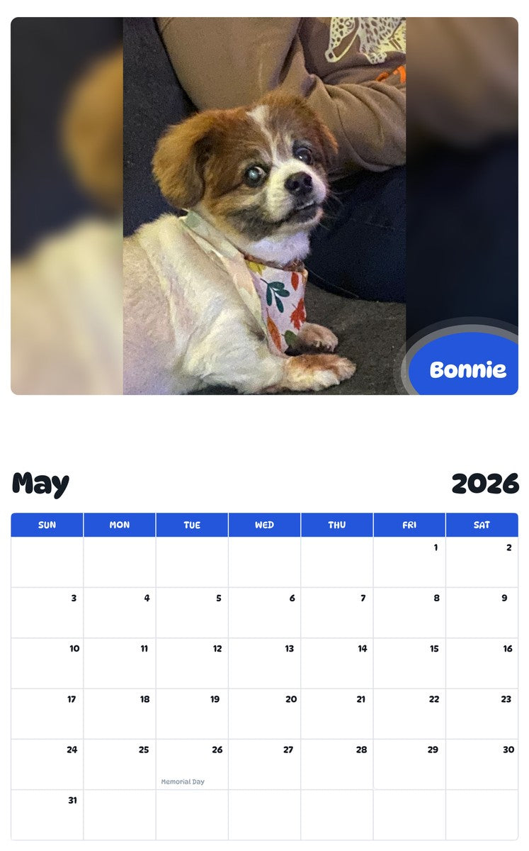 2026 - 2027 Bonnie - Pawidols Pet Calendar