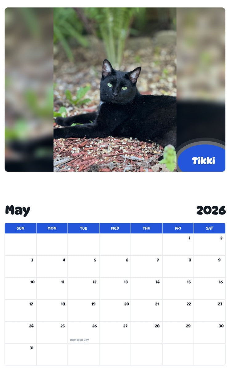 2026 - 2027 Tikki - Pawidols Pet Calendar