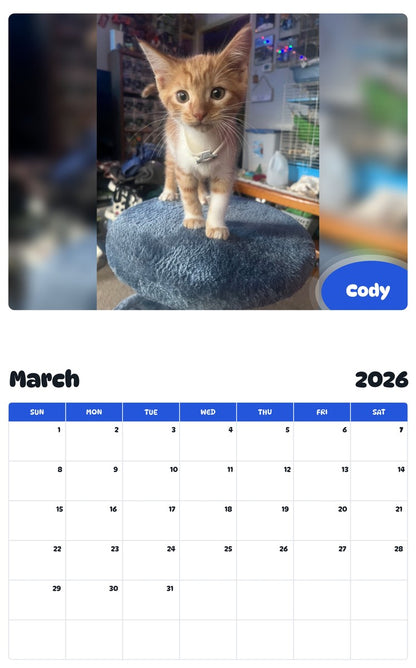 November 2025 - October 2026 Cody - Pawidols Pet Calendar