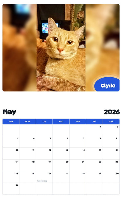 2026 - 2027 Clyde - Pawidols Pet Calendar