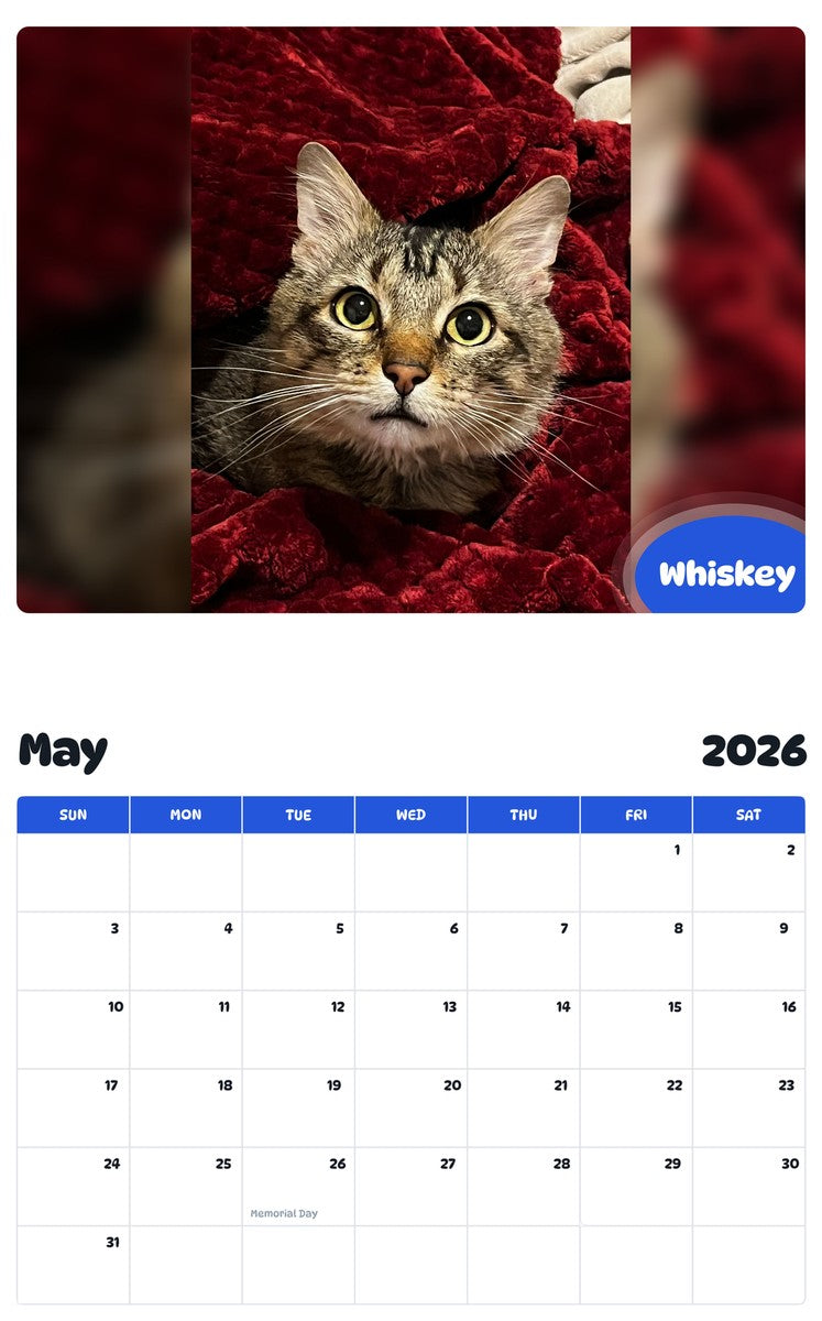 2026 - 2027 Whiskey - Pawidols Pet Calendar