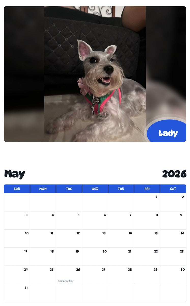 2026 - 2027 Lady - Pawidols Pet Calendar