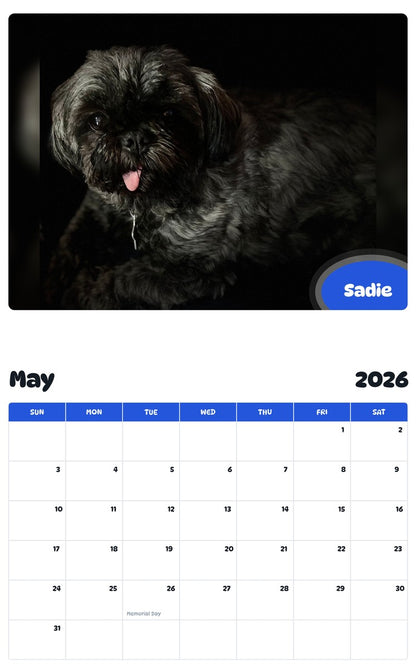2026 - 2027 Sadie - Pawidols Pet Calendar