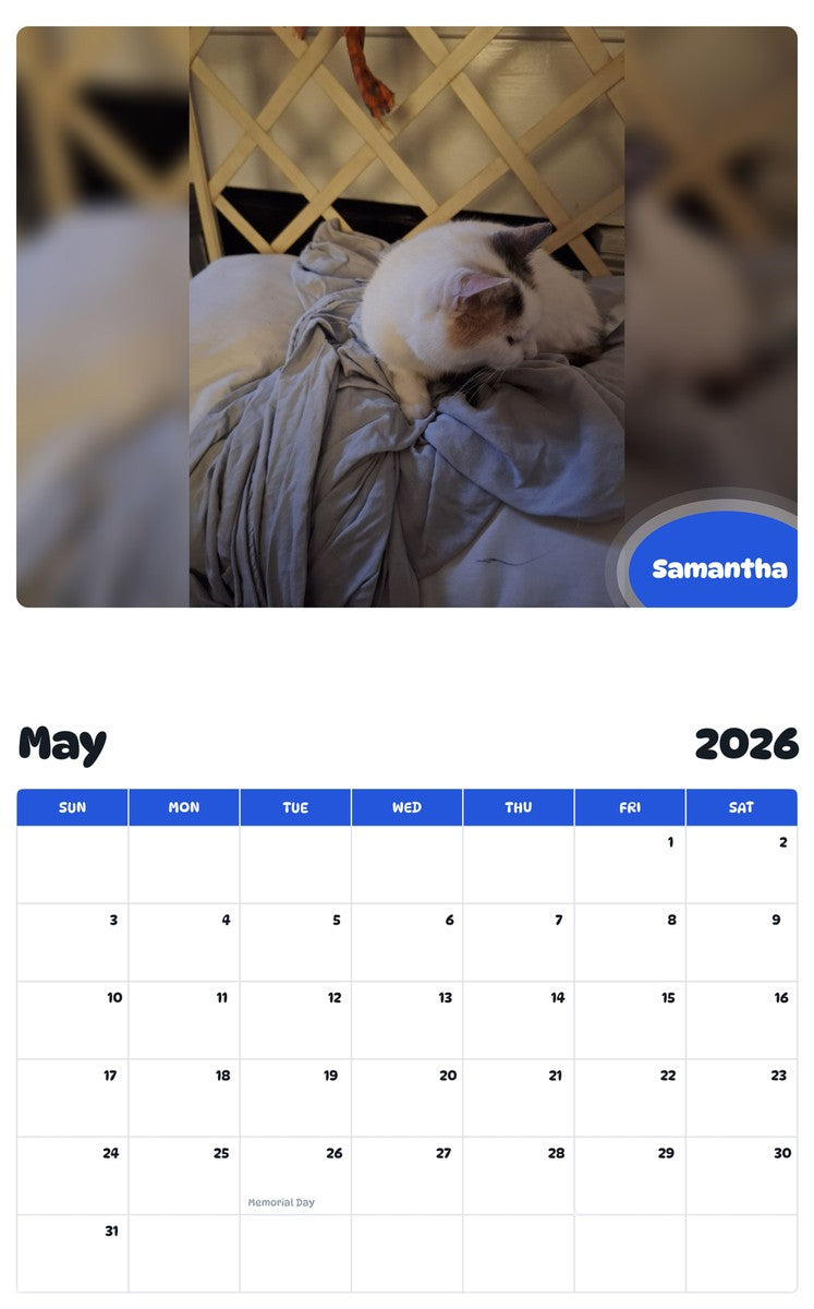 2026 - 2027 Samantha - Pawidols Pet Calendar