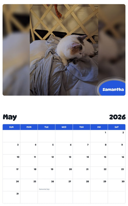 2026 - 2027 Samantha - Pawidols Pet Calendar
