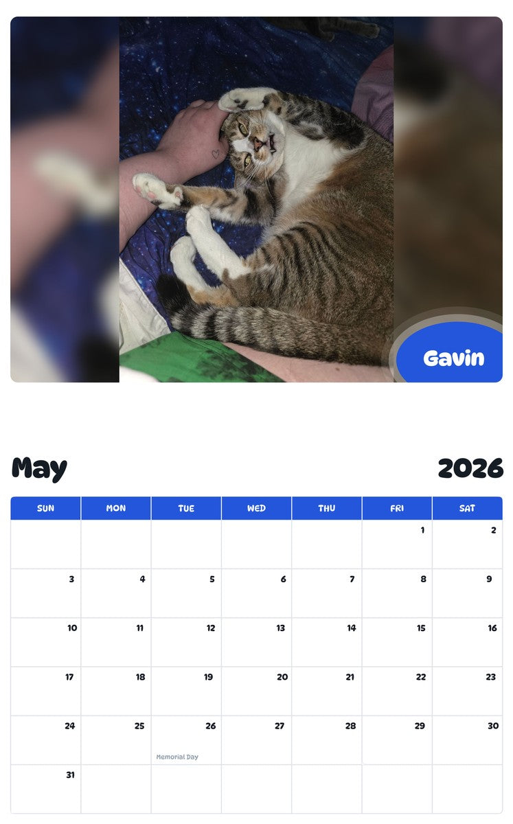2026 - 2027 Gavin - Pawidols Pet Calendar