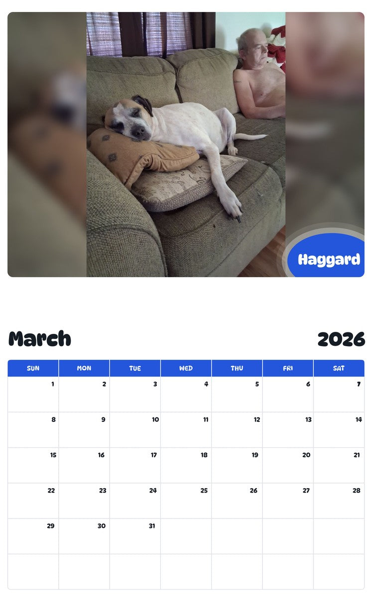 November 2025 - October 2026 Haggard - Pawidols Pet Calendar