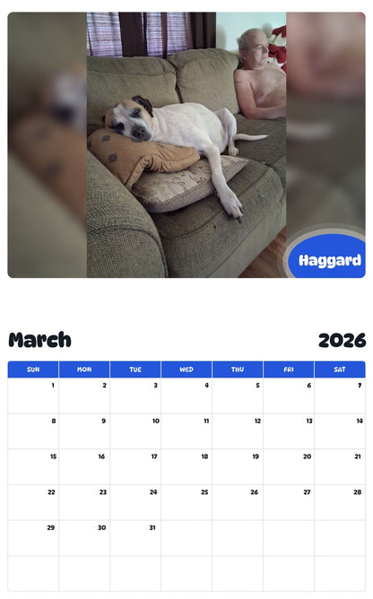November 2025 - October 2026 Haggard - Pawidols Pet Calendar