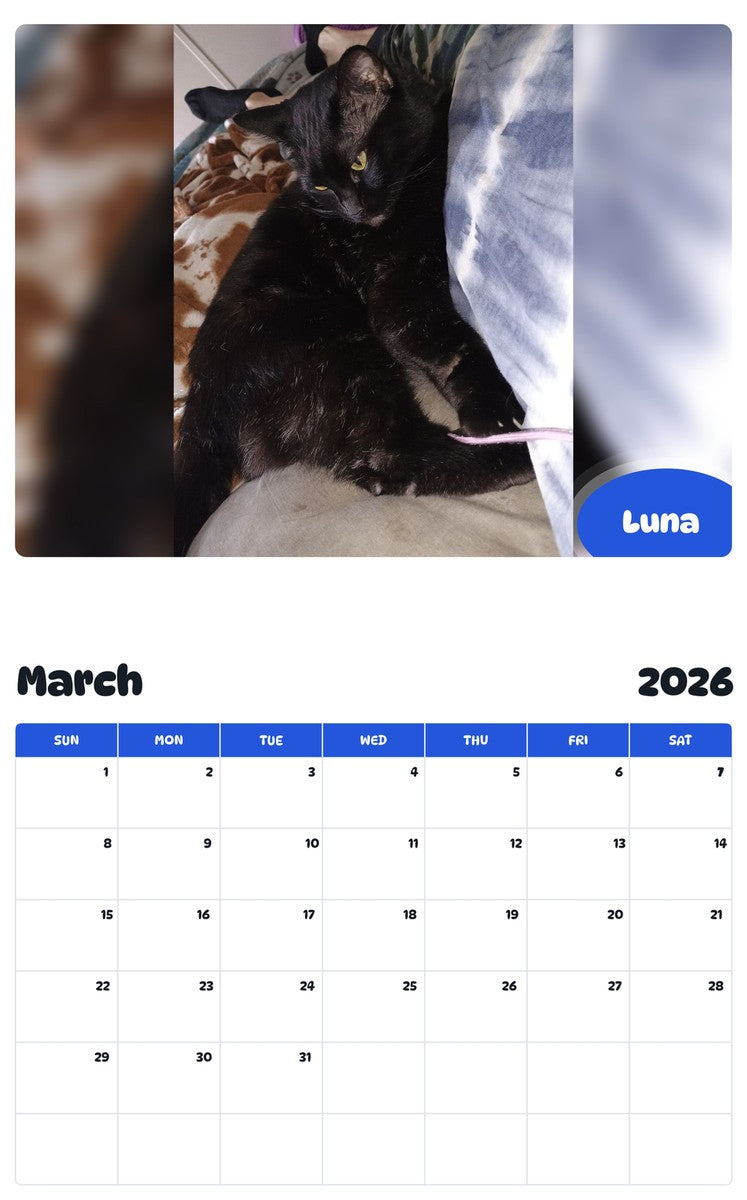 November 2025 - October 2026 Luna - Pawidols Pet Calendar