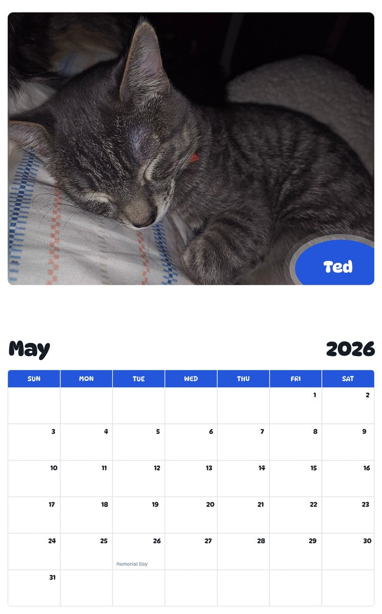 2026 - 2027 Ted - Pawidols Pet Calendar