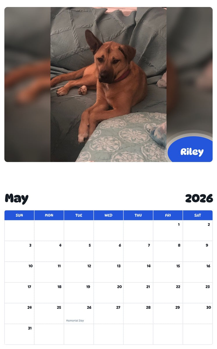 2026 - 2027 Riley - Pawidols Pet Calendar