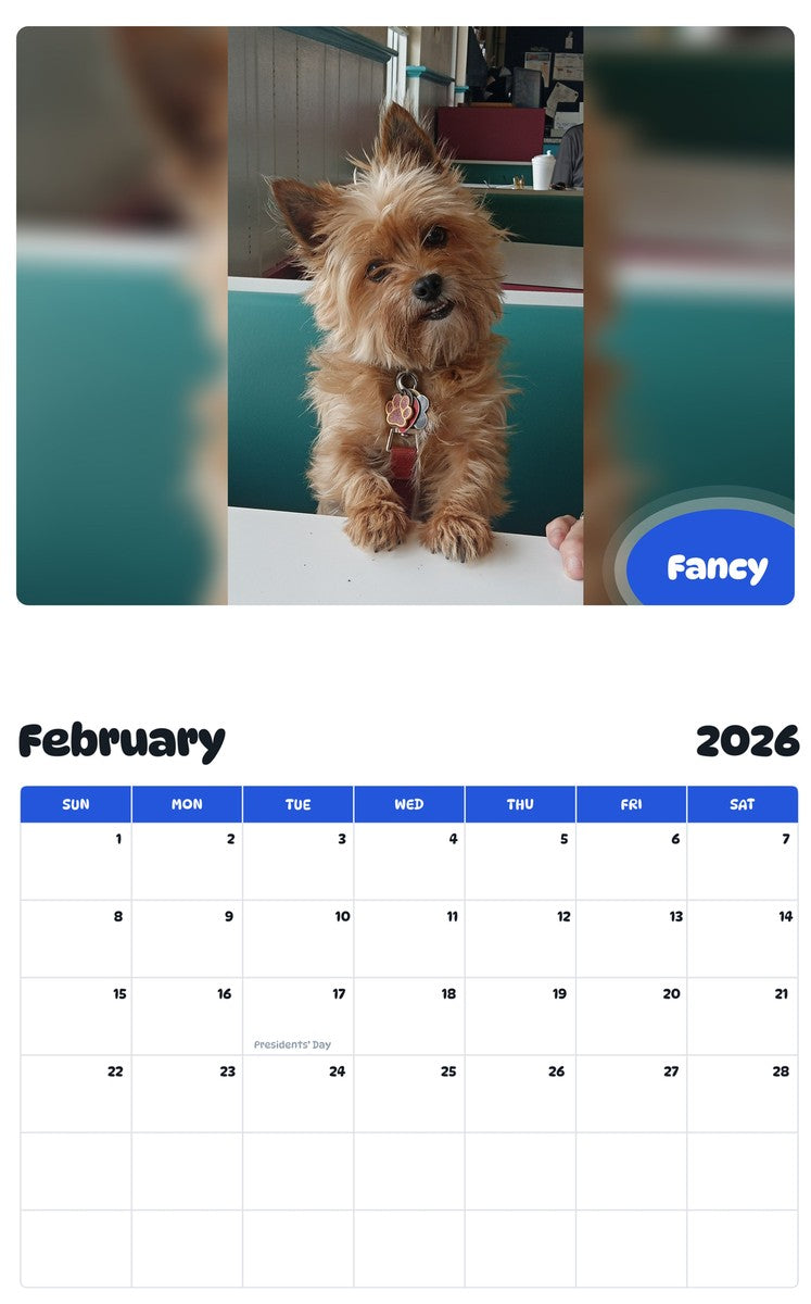 October 2025 - September 2026 Fancy - Pawidols Pet Calendar