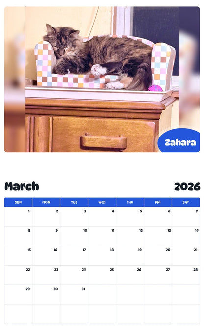 November 2025 - October 2026 Zahara - Pawidols Pet Calendar