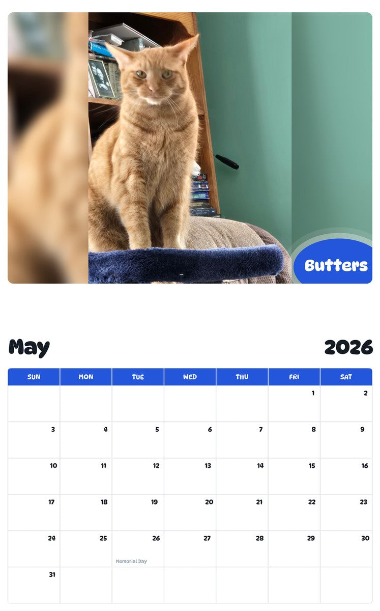2026 - 2027 Butters - Pawidols Pet Calendar