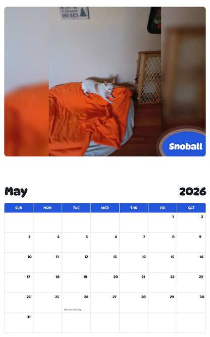 2026 - 2027 Snoball - Pawidols Pet Calendar