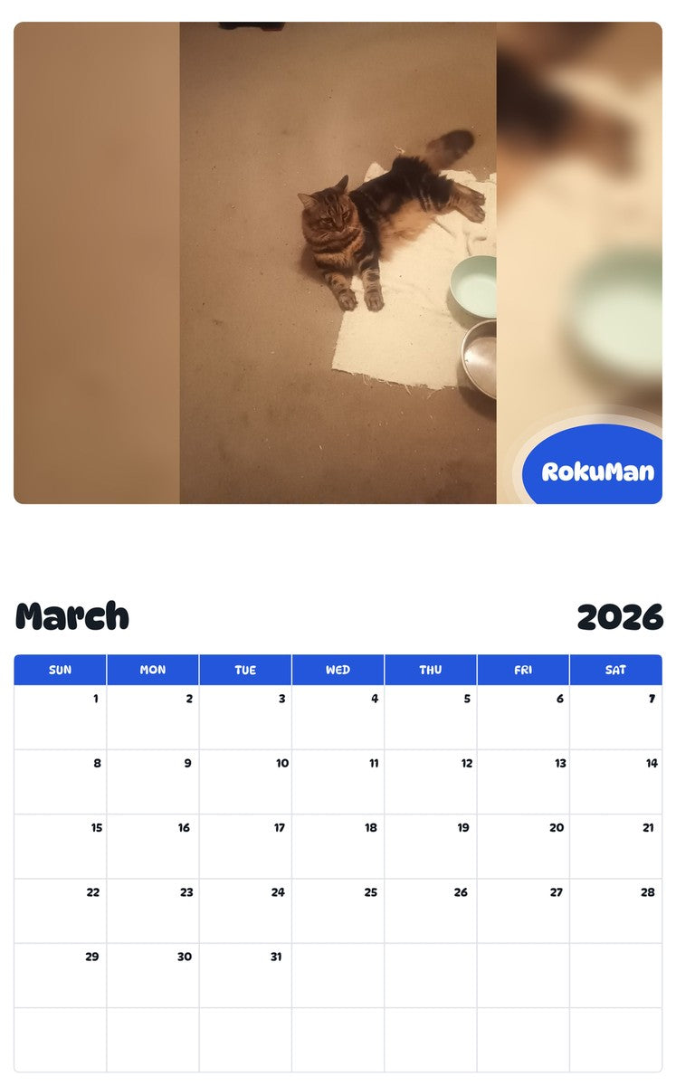 November 2025 - October 2026 RokuMan - Pawidols Pet Calendar