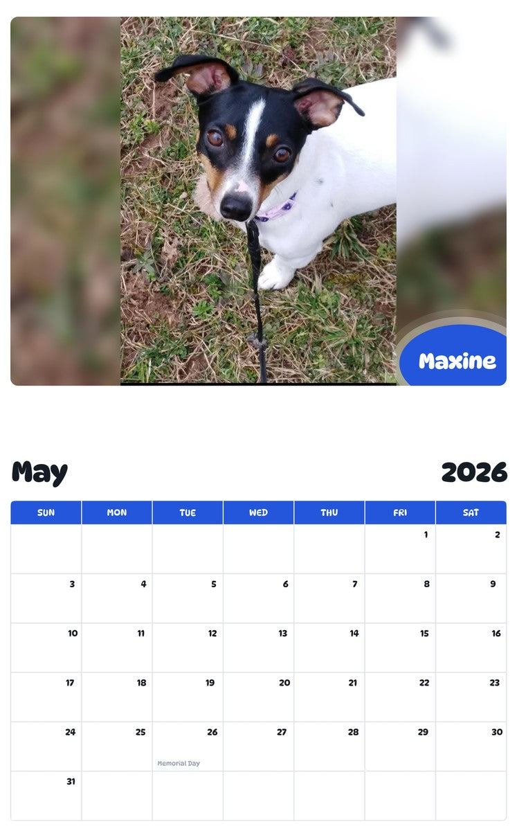 2026 - 2027 Maxine - Pawidols Pet Calendar