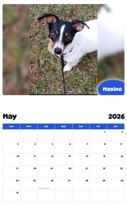 2026 - 2027 Maxine - Pawidols Pet Calendar