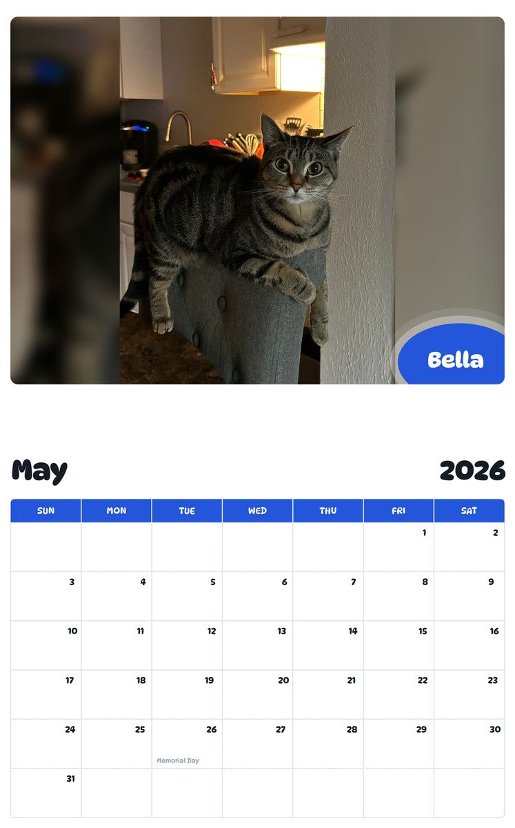 2026 - 2027 Bella - Pawidols Pet Calendar