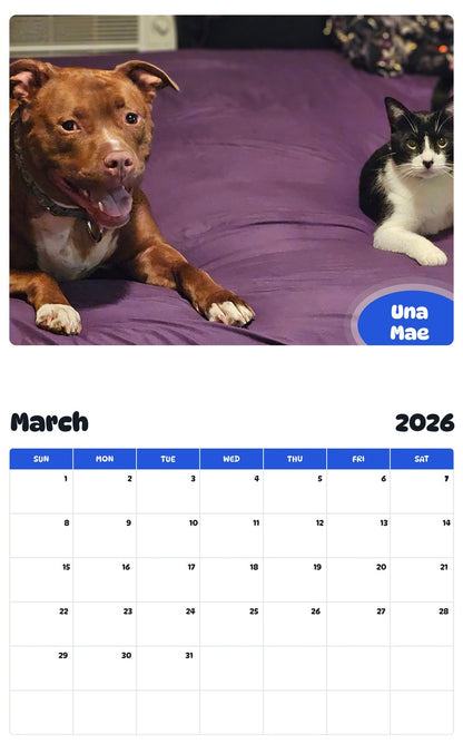 November 2025 - October 2026 Una Mae - Pawidols Pet Calendar