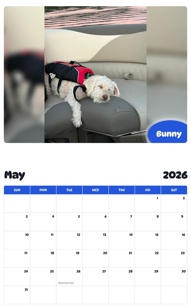 2026 - 2027 Bunny - Pawidols Pet Calendar