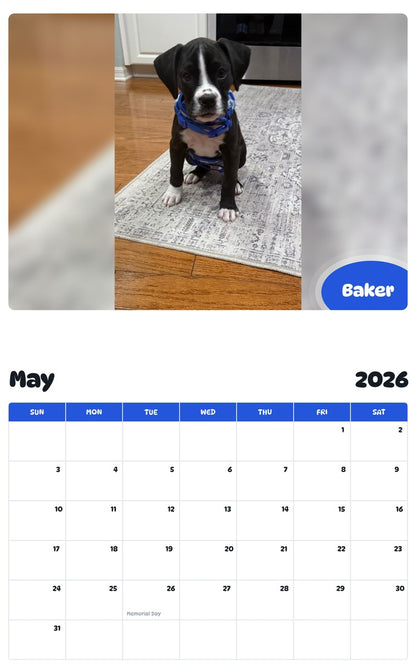 2026 - 2027 Baker - Pawidols Pet Calendar